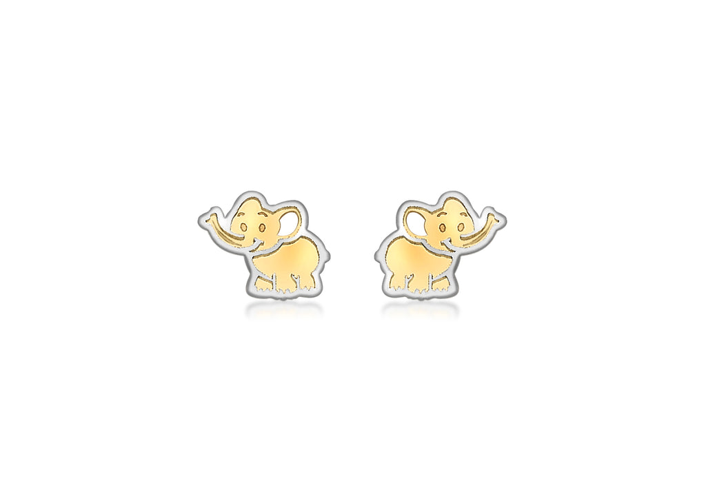 9ct 2-Colour Gold Elephant Stud Earrings