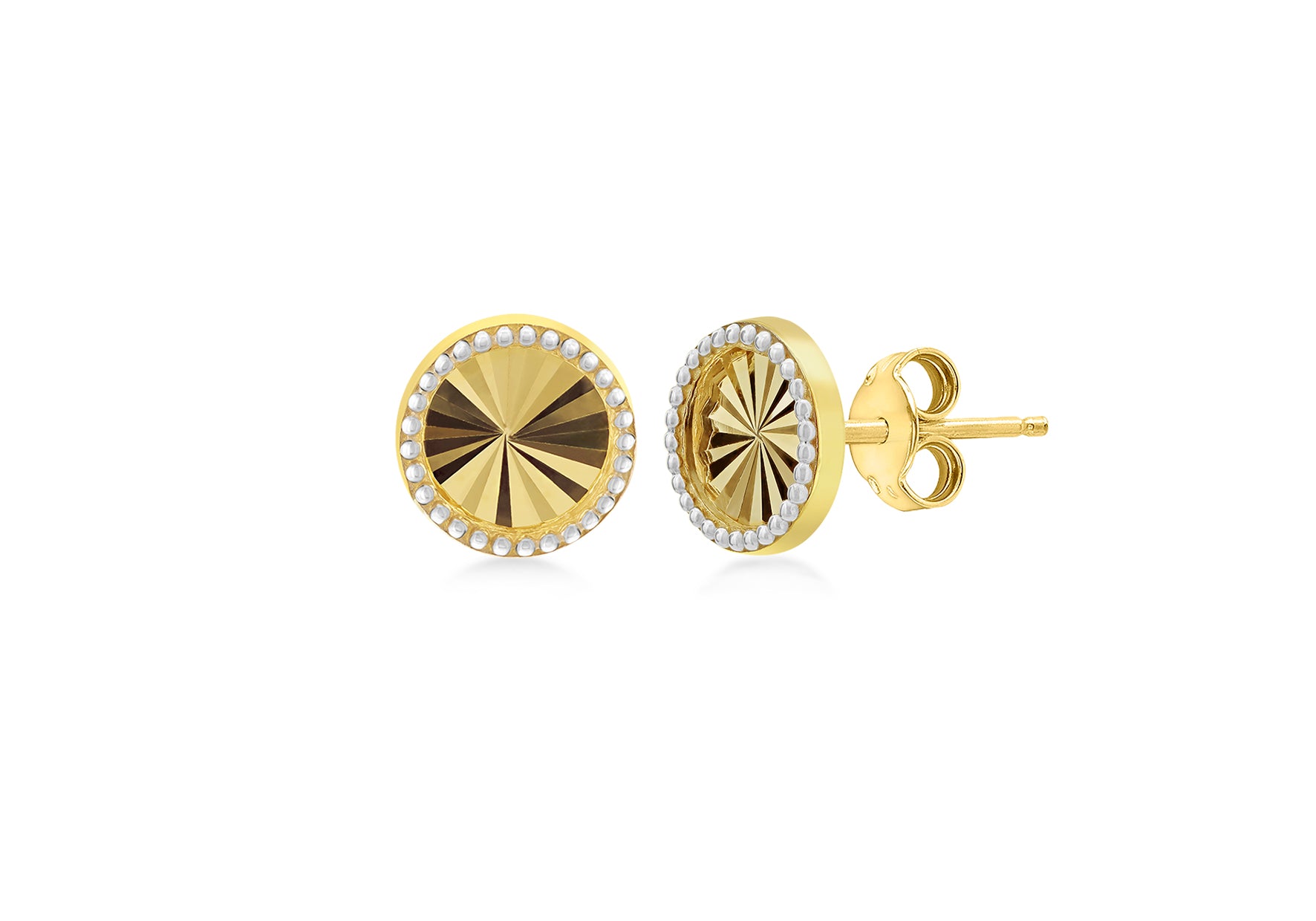 9ct Two-Tone Gold Sunray Stud Earrings