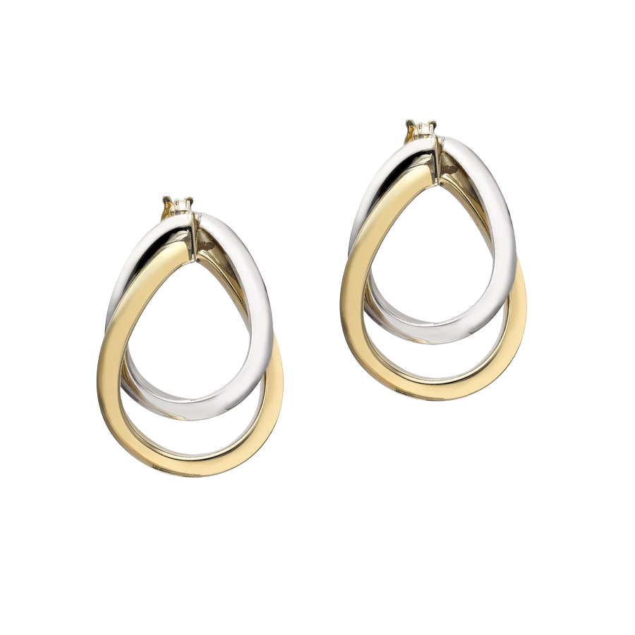 9ct Two-Tone Gold Twist Pear Drop Creole Earrings