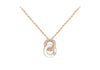9ct 3-Tone Gold Zirconia  Double-Ring Adjustable Necklace