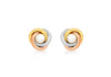 9ct 3-Colour Gold 9mm Knot and Pearl Stud Earrings