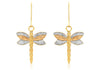 9ct 3-Colour Gold 15mm x 17mm Textured Dragonfly Drop Earrings