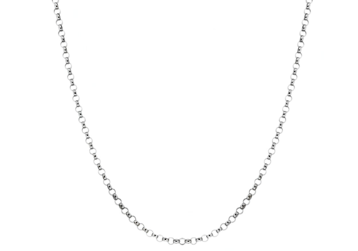 9ct White Gold 65 Round Belcher  Chain 41m/16"9