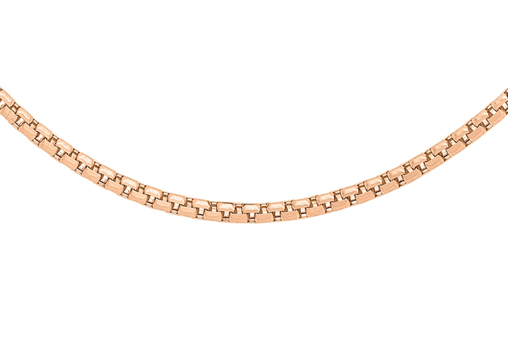 9ct Rose Gold 36 Diamond Cut Box Belcher Chain