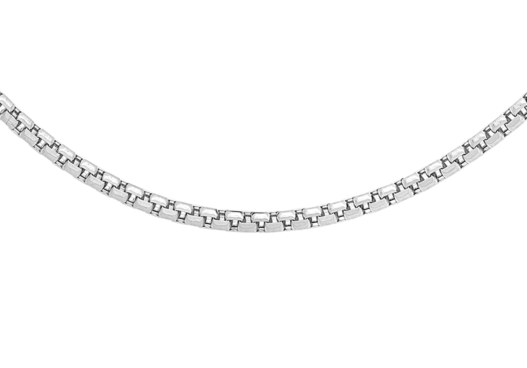 9ct White Gold 36 Diamond Cut Box Belcher  Chain 41m/16"9