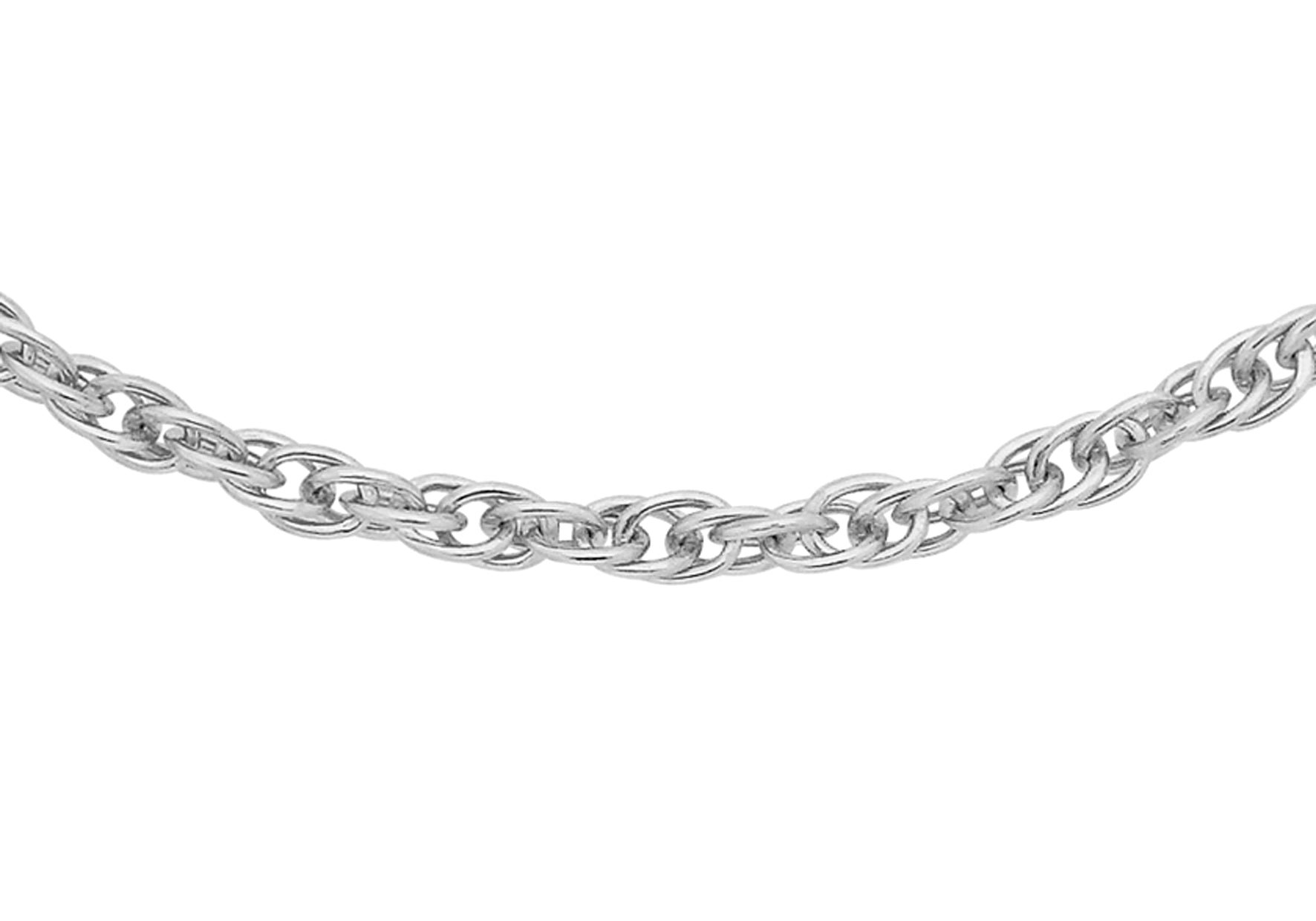 9ct White Gold 14 Prince of Wales Slim Necklace Chain