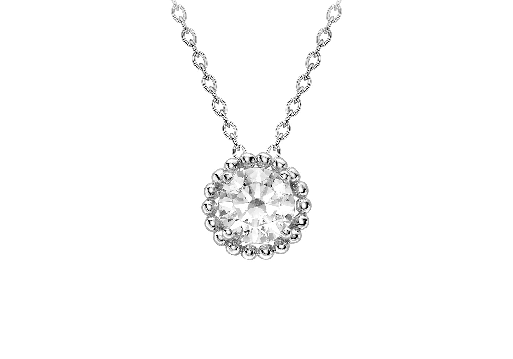 9ct White Gold Zirconia Halo Pendant