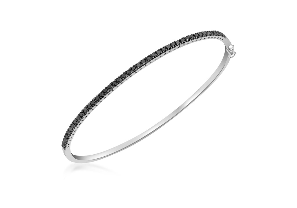 9ct White Gold 0.65t Black Diamond Bangle