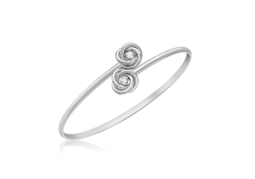 9ct White Gold Zirconia  Knot Flexible Bangle