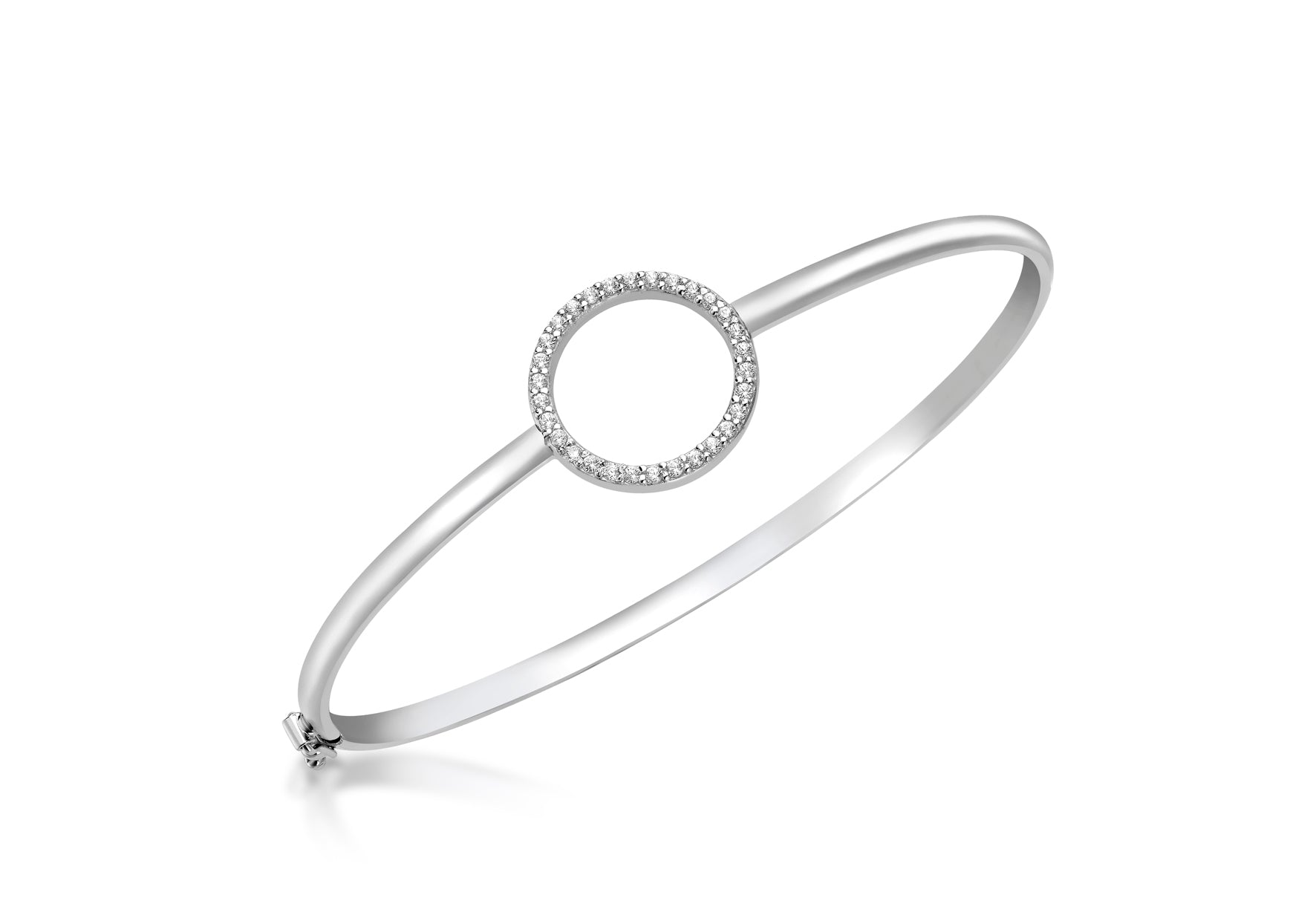 9ct White Gold Zirconia  16mm Ring Bangle