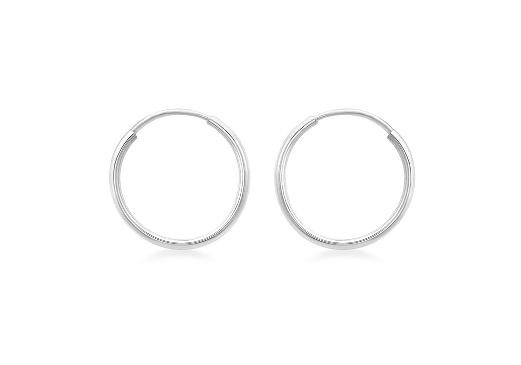 9ct White Gold 18mm Hoop Earrings