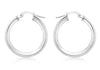 9ct White Gold 21mm Hoop Polished Creole Earrings