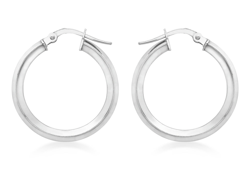 9ct White Gold 21mm Hoop Polished Creole Earrings