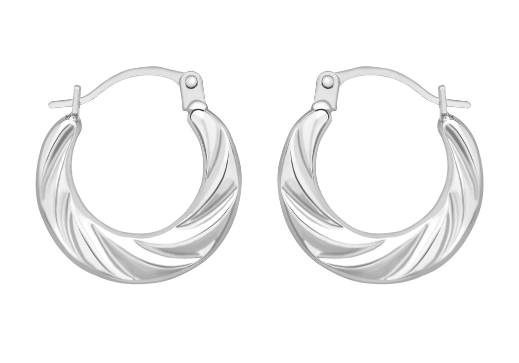 9ct White Gold Mini Twist Creole Earrings