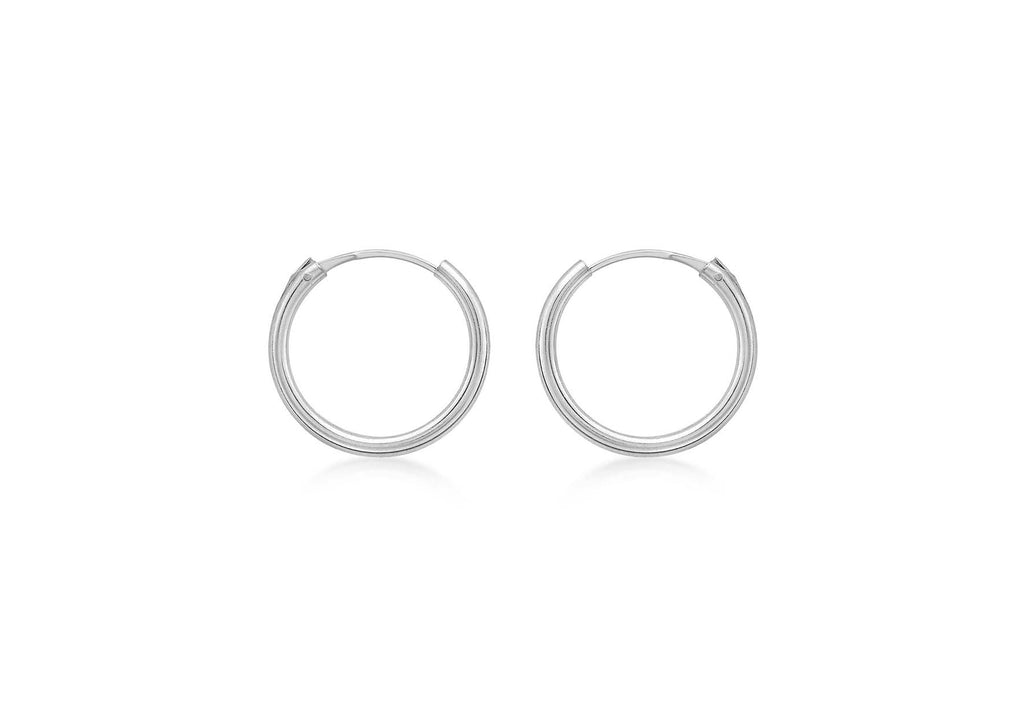9ct White Gold 13mm Sleeper Hoop Earrings