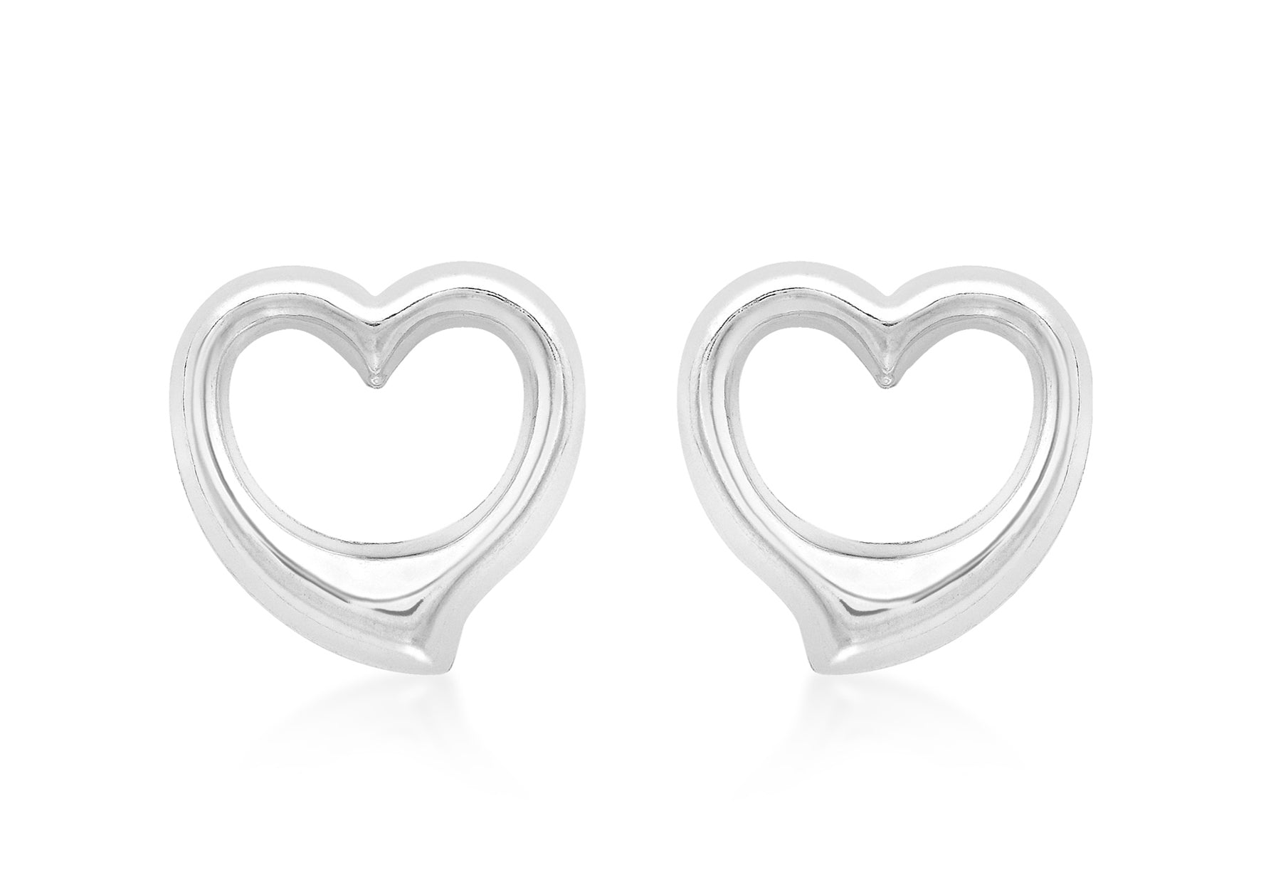 9ct White Gold Heart Stud Earrings