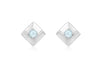 9ct White Gold Blue Topaz Square Stud Earrings