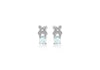 9ct White Gold 0.01ct Diamond and Aquamarine Kiss Stud Earrings