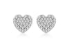 9ct White Gold 0.20t Pave Set Diamond 7mm x 7mm Heart Stud Earrings