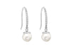 9ct White Gold Zirconia  and Pearl Drop Earrings