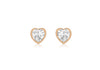 9ct Rose Gold Zirconia  5mm x 5mm Heart Stud Earrings