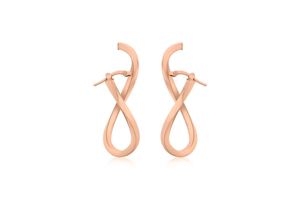 9ct Rose Gold Square infinity Wave Illusion Earrings