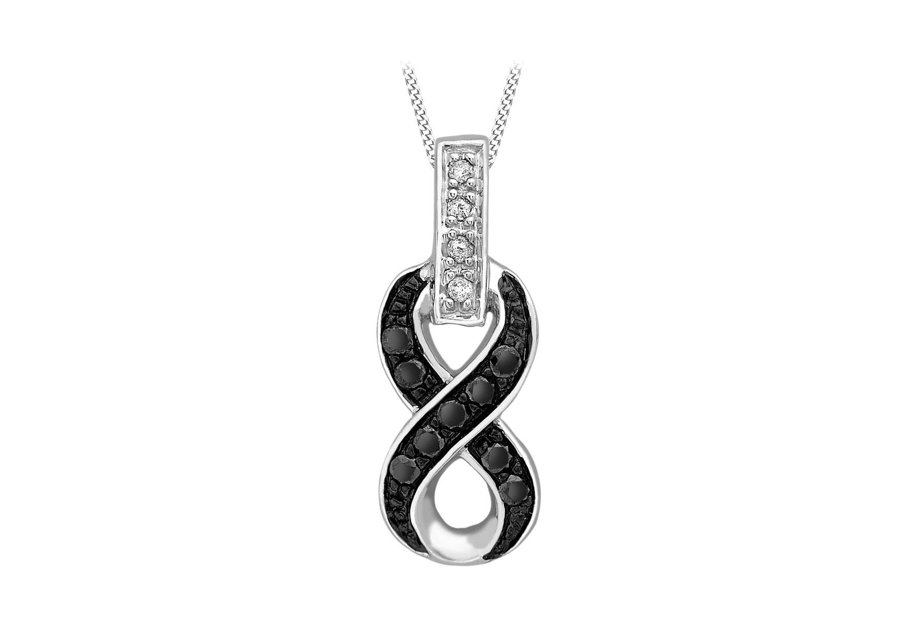 9ct White Gold 0.16t Black and White Diamond Cross Over Pendant