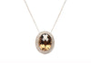 9ct White Gold 0.17t Diamond and Oval Smokey Quartz Slider Pendant