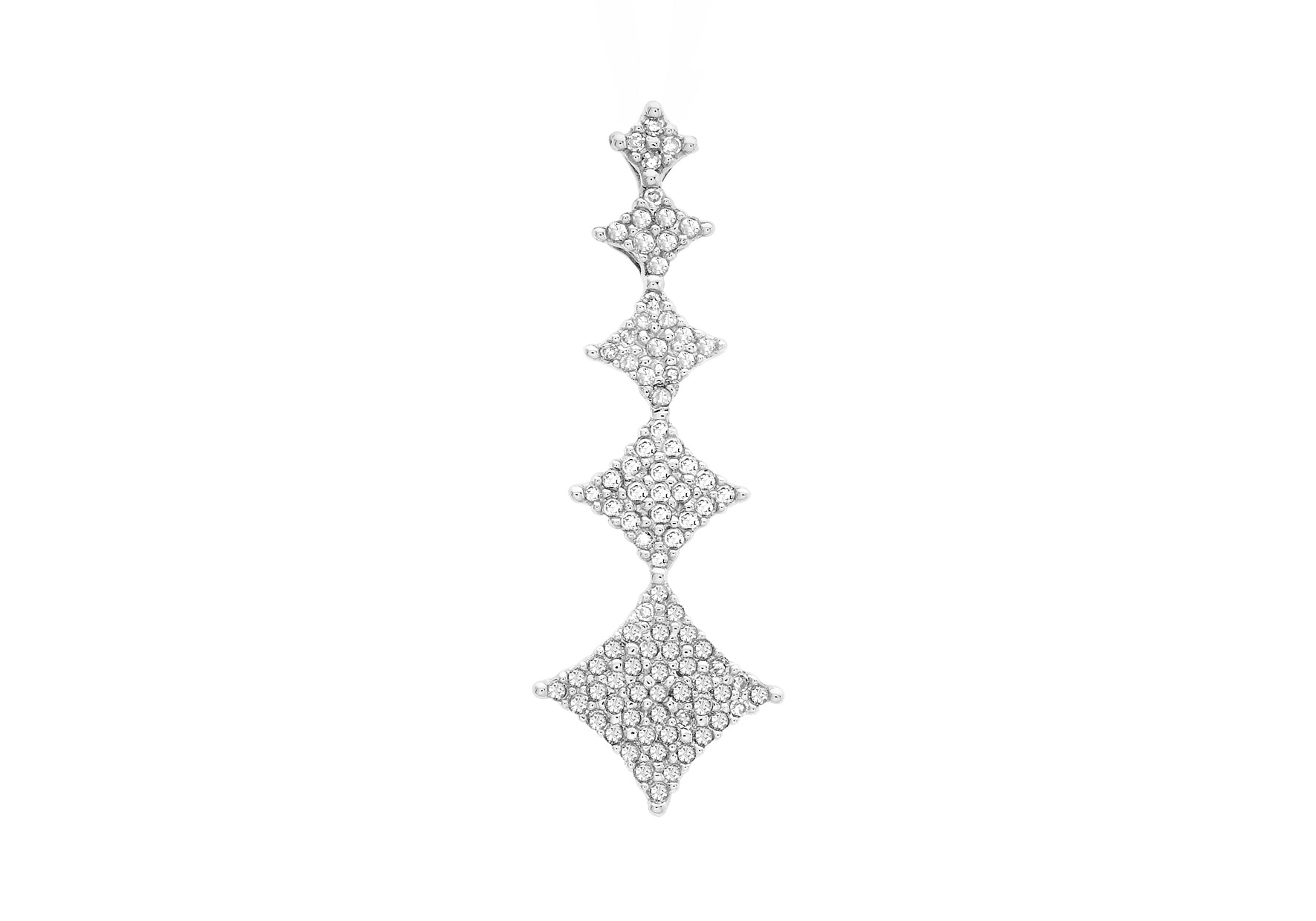 9ct White Gold 0.25t Pave Set Diamond Drop Pendant