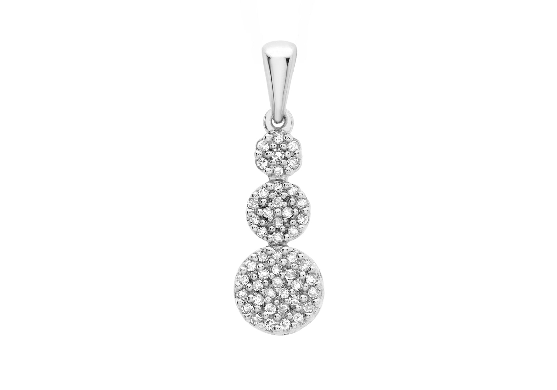 9ct White Gold 0.10ct Diamond Triple Graduated Cluster Pendant