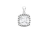 9ct White Gold Zirconia  10mm x 14mm Cluster Square Pendant