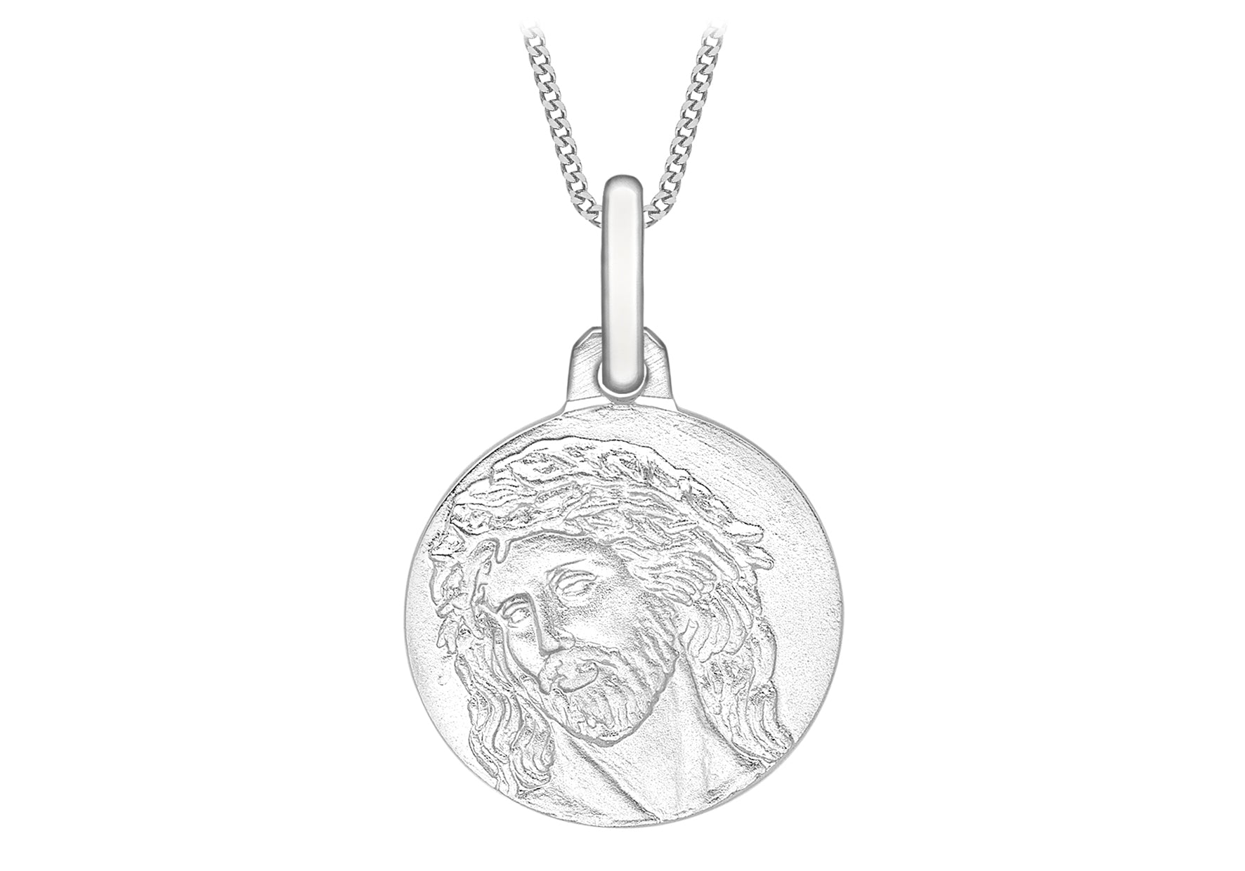 9ct Yellow Gold 12mm Jesus Portrait Disc Pendant