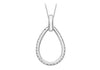 9ct White Gold Zirconia Outline Teardrop Pendant