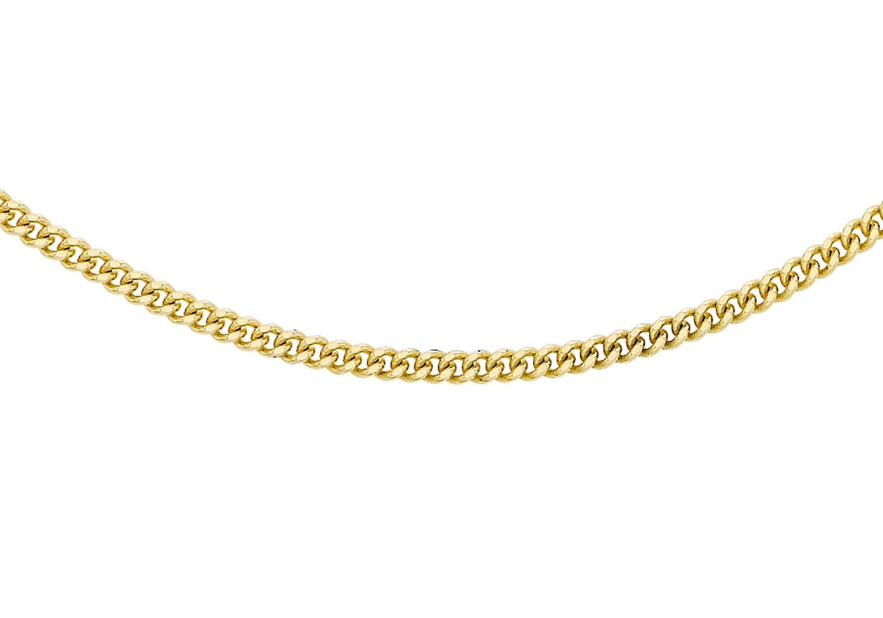 18ct Yellow Gold Diamond Cut Slim Curb Chain