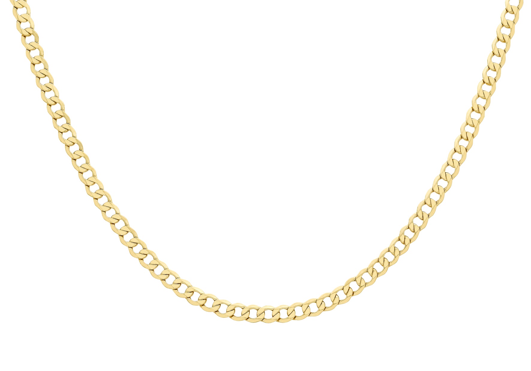 18ct Yellow Gold 120 Diamond Cut Curb Chain