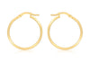 18ct Yellow Gold 20mm Rectangular Tube Creole Earrings