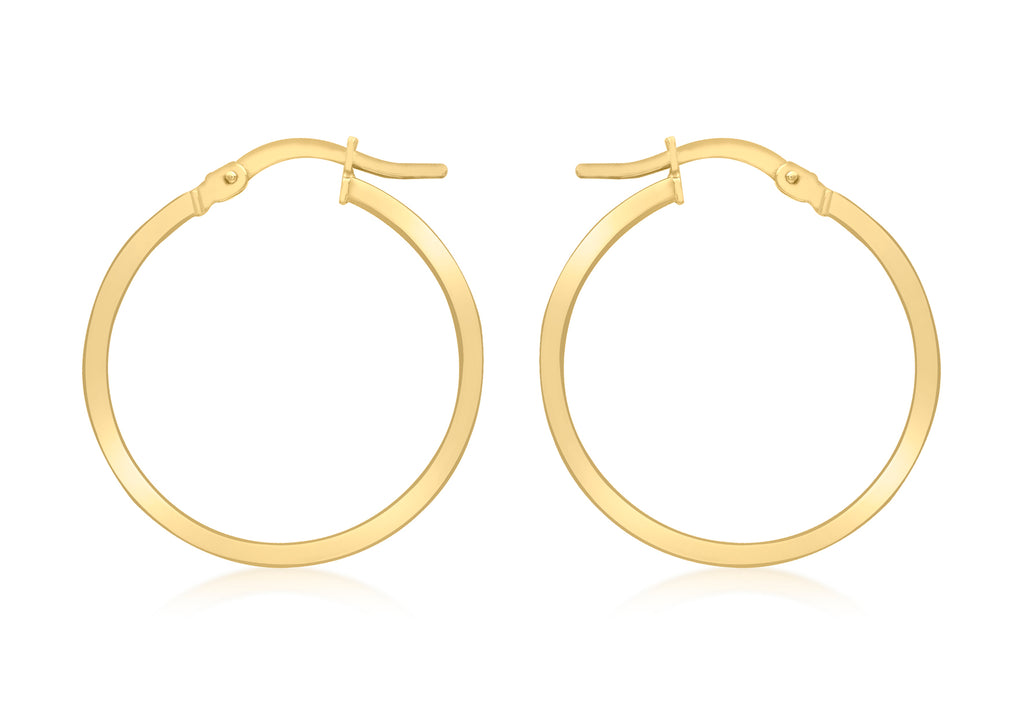 18ct Yellow Gold 20mm Rectangular Tube Creole Earrings