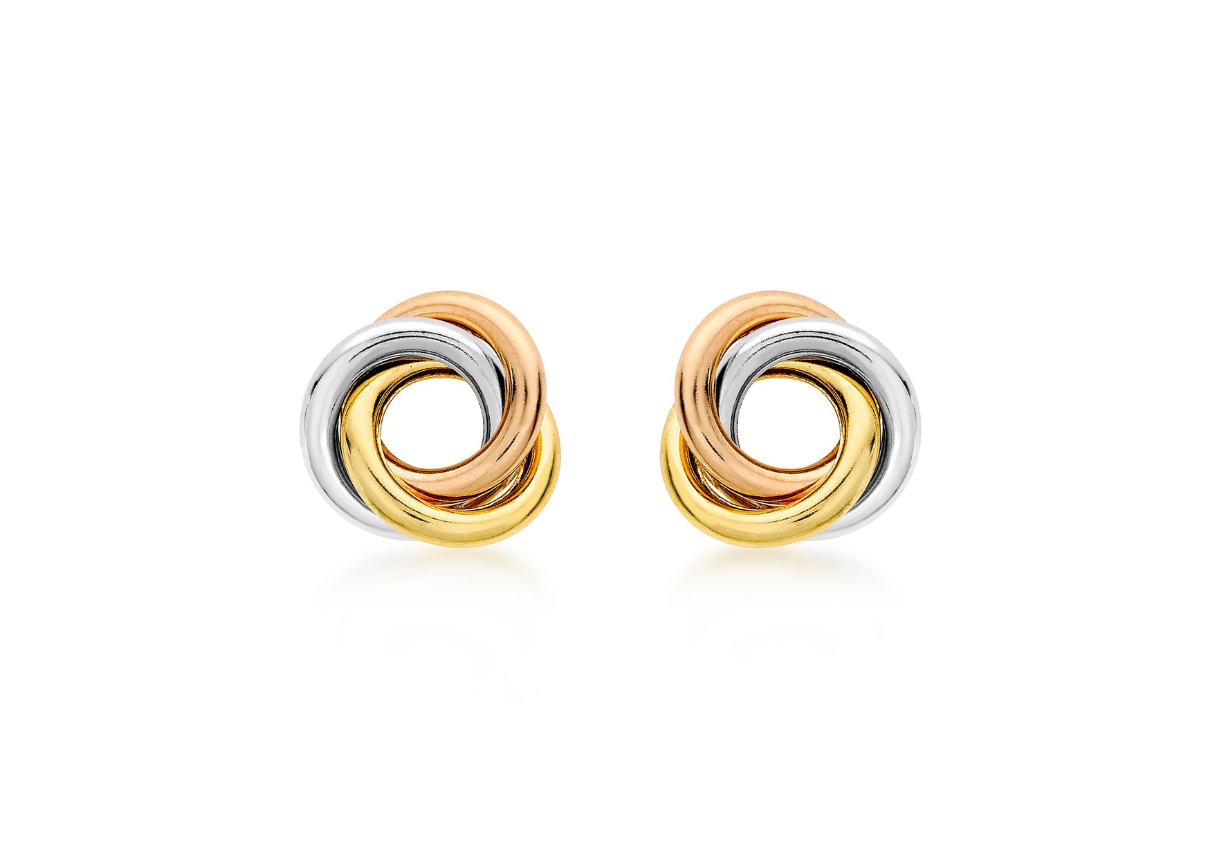9ct Triple Tone Gold Knot Stud Earrings