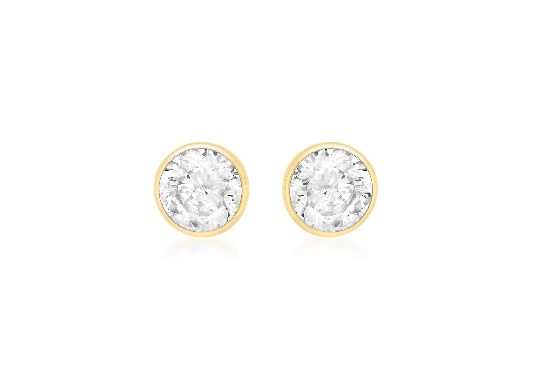 18ct Yellow Gold 5mm Round Zirconia  Stud Earrings