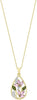 9ct Yellow Gold 0.03ct Diamond & Tourmaline Lotus Pendant