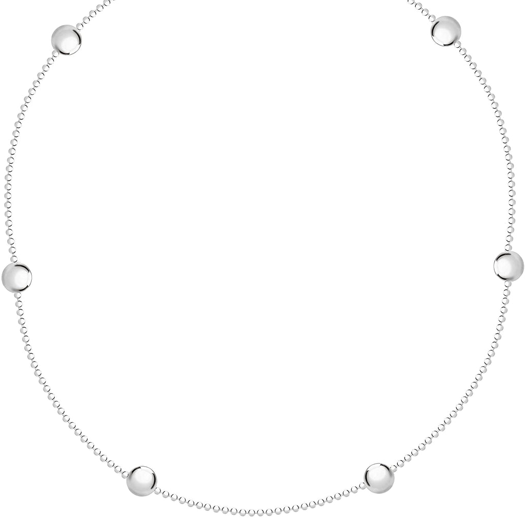 Sterling Silver Polished Ball Beaded Necklace