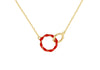 Yellow Gold Plated Sterling Silver White Double Interlocked Rings Pendant