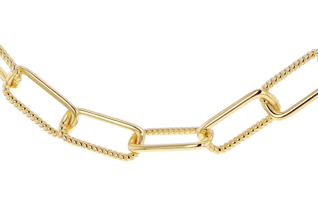 Sterling Silver Yellow Gold Plated Twist Link Paper Chain