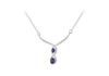 Sterling Silver Double Amethyst Zirconia  Stone Set Crossover Necklace