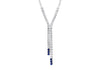 Sterling Silver Rhodium Plated Blue and White Zirconia  Drop Necklet 46m/18"9