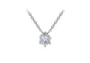 Sterling Silver Rhodium Plated Round Zirconia  Solitaire 7mm x 7mm Pendant on Adjustable Chain Necklace  39.5m/15.5"-42m/16.5"9