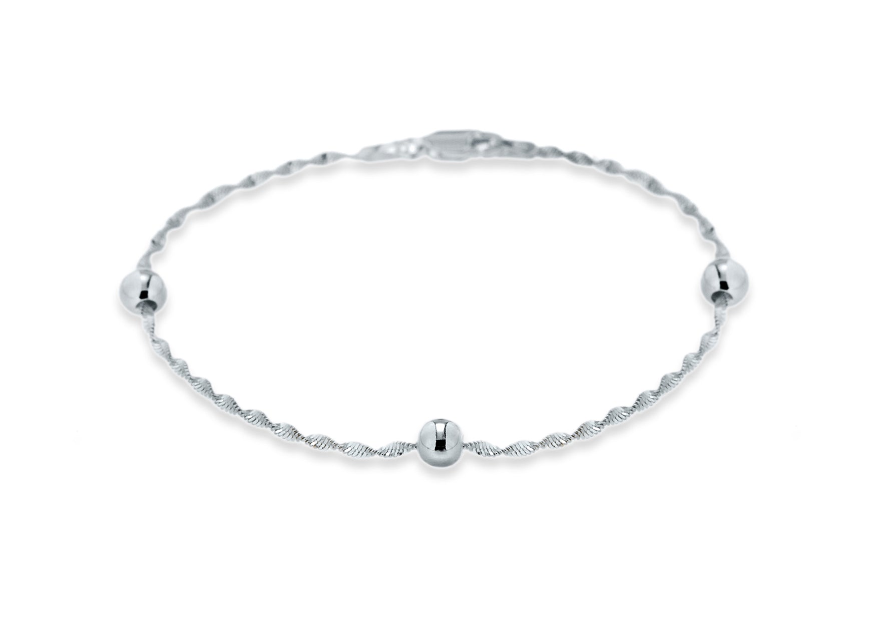 Sterling Silver Twist Bead Bracelet 19m/7.5"9