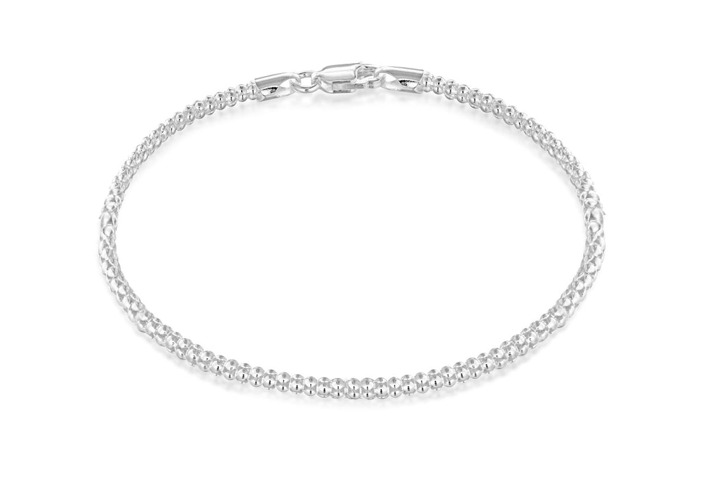 Sterling Silver 250 Poporn Chain Bracelet 19m/7.5"9