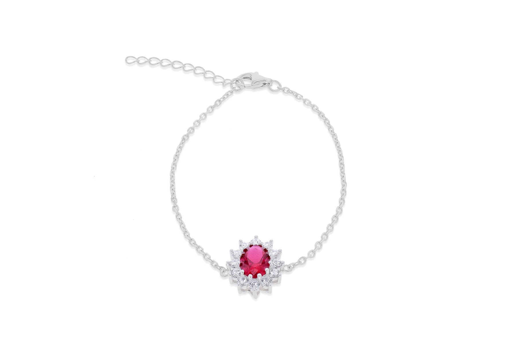 Sterling Silver Mystic Oval and White Zirconia Flower Bracelet