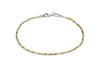 Sterling Silver 2-Tone Yellow and White Twisted Tocalle Bracelet 19m/7.5"9